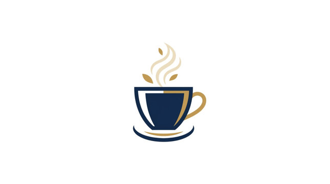 Hot steaming coffee cup with saucer and steam.