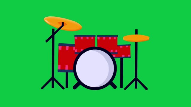 2D Animated Drum Set with Percussion Elements for Music Performance