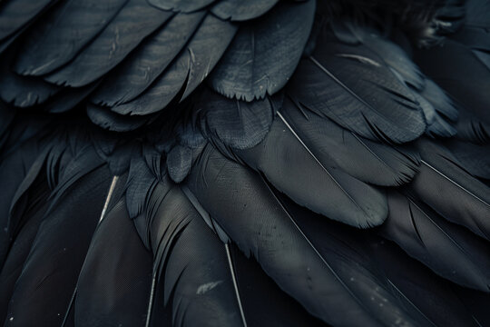 Black bird feathers texture background