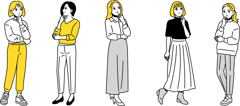 若い女性の様々ポーズセット　全身