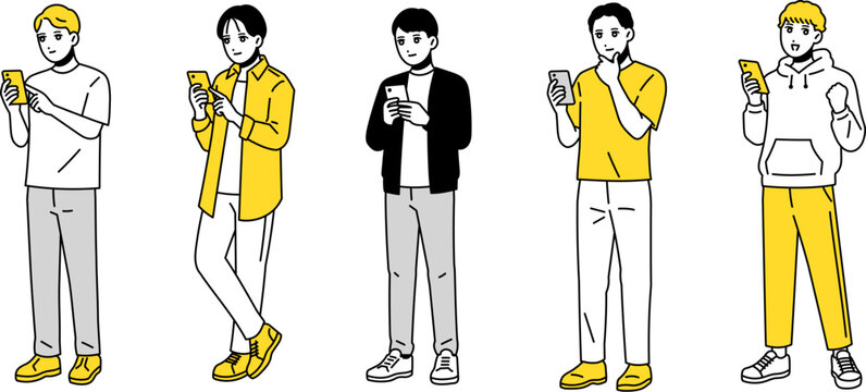 若い男性の様々なポーズセット　全身