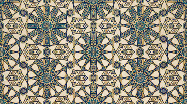 Elegant Geometric Islamic Pattern with Vintage Tile Aesthetic