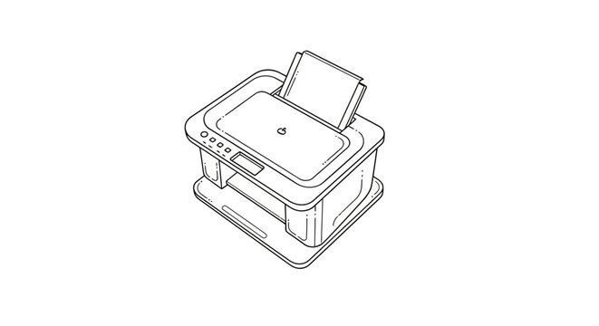 Modern office printer with open paper tray.
