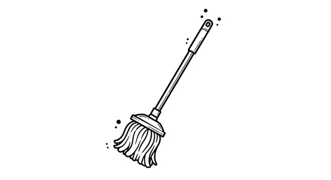 Illustration of a classic cleaning broom with wooden handle.