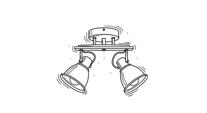 Double Spotlight Ceiling Fixture with Adjustable Heads.