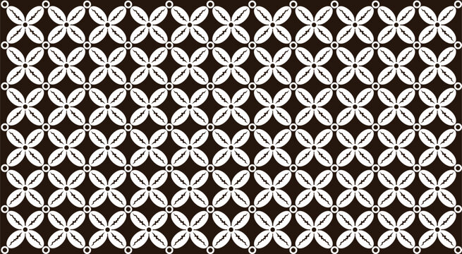 Indonesian traditional batik kawung pattern from Yogyakarta, vector illustration for textile and fabric design.