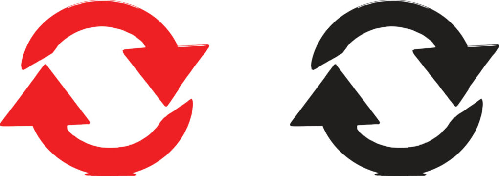 Red and black circular arrows icons representing recycling or refresh action