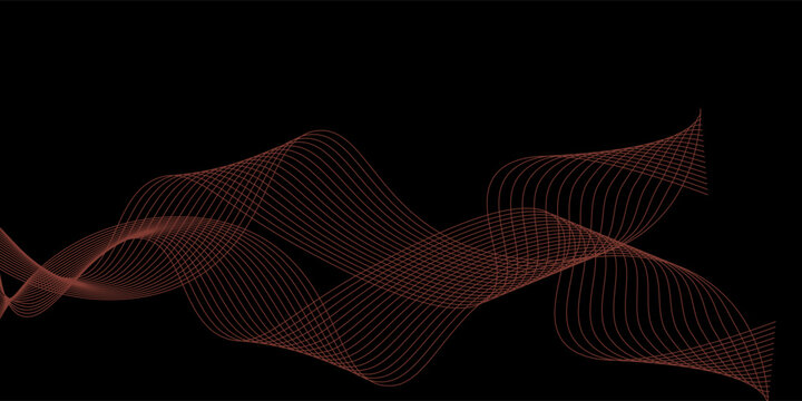 Dark background red wave lines. Flowing waves Abstract digital equalizer sound wave. Flow. Futuristic technology concept. Vector illustration,