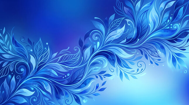 Abstract Blue Leaf Pattern Illustration with Gradient Flow