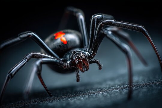 Intricate Black Widow Spider With Distinct Red Hourglass Markings Up Close