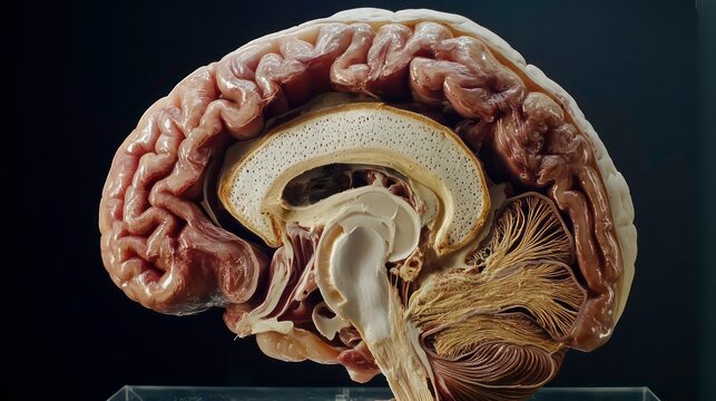Brain anatomy: a detailed cross-section of the human brain