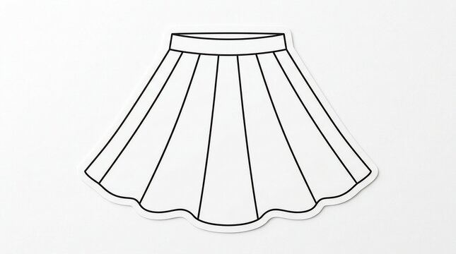 Simple line drawing of a short pleated skirt
