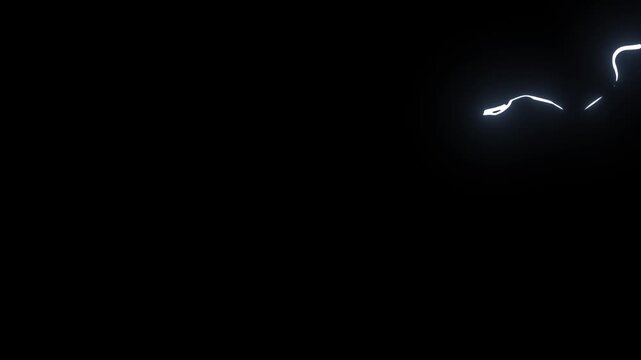 Powerful blue thunderbolt strike animation with electric energy flash bursts, dynamic lightning discharge overlay, storm fx transition element on black background, seamless 4k vfx loop