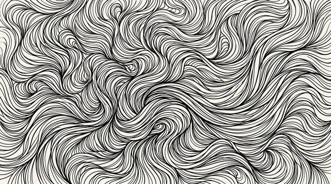 Abstract Black and White Swirling Lines Pattern Illustration