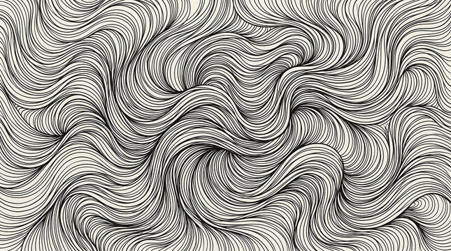 Abstract Black and White Swirling Lines Pattern Illustration