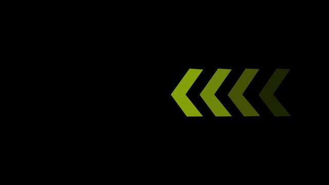 swipe neon stroke line Yellow Green, Glowing right arrow sign left direction Yellow green neon glow loop video, animation neon line