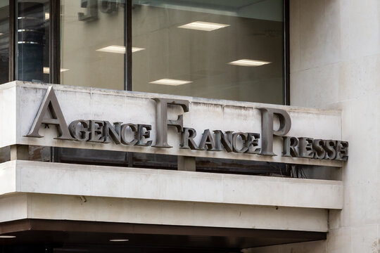 Paris, France - June 17, 2026: Sign on the headquarters of the Agence France-Presse (AFP), a French international news agency present in 150 countries, founded in 1835 as Havas and renamed in 1944.