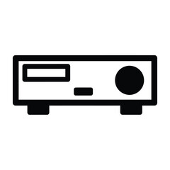 Black and white icon of vintage home stereo system equipment © MARINA
