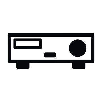 Black and white icon of vintage home stereo system equipment