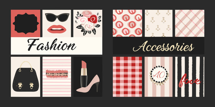 Fashion And Accessories Vector Illustration With Pink And Black Elements