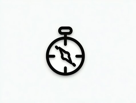 Simple black line art of a compass with a circular body and needle