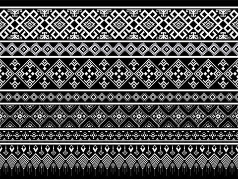 Black and White Tribal Pattern Background. Geometric ethnic Aztec pattern. Ethnic pattern. Navajo, Native American tribal fabric design for clothing, textile, wrapping, background, wallpaper, carpet