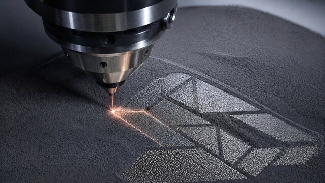 Close up of Metal 3D Printer Laser Sintering Bed