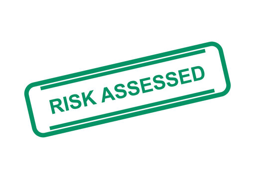 Green ink rubber stamp seal with the text risk assessed isolated on a clean white background for business document use isolated on transparent background