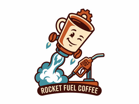 Rocket Fuel Coffee Cup Launching with Gas Nozzle and Steam