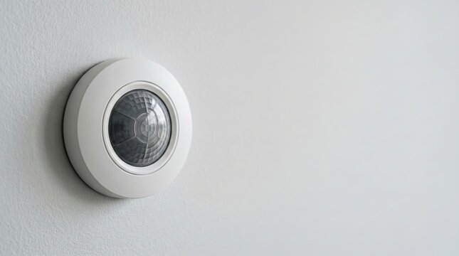 Sleek White Motion Sensor Device on Wall