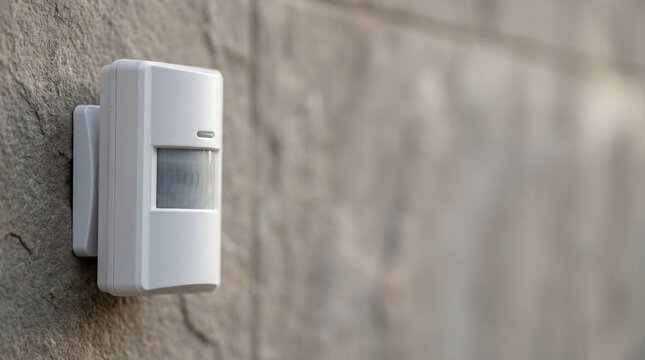 White Security Motion Detector on Exterior Wall