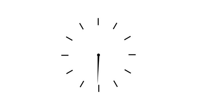 Analog clock spinning and 24 hours timer clock icon animation.on a white background,with 4k video animation.