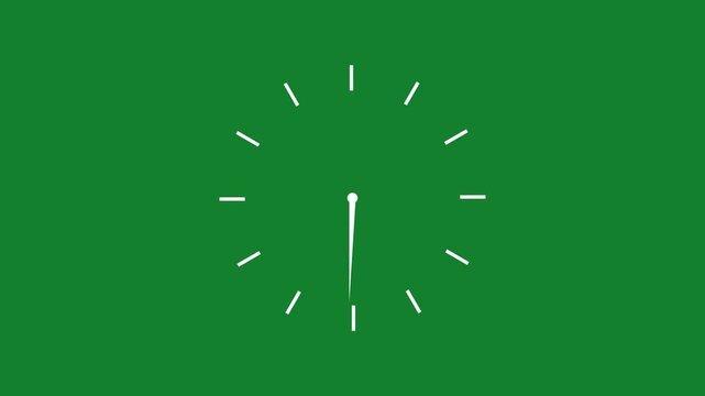 Analog clock spinning and 24 hours timer clock icon animation.on a green background,with 4k video animation.