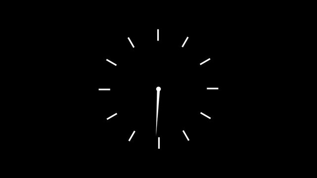 Analog clock spinning animation loop, alpha channel included.animation on a black background,with 4k video.