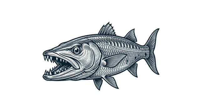Fish with sharp teeth swimming 1.