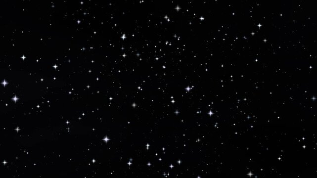 Brilliant white stars shimmer and twinkle across a vast dark space void in a realistic celestial night sky background