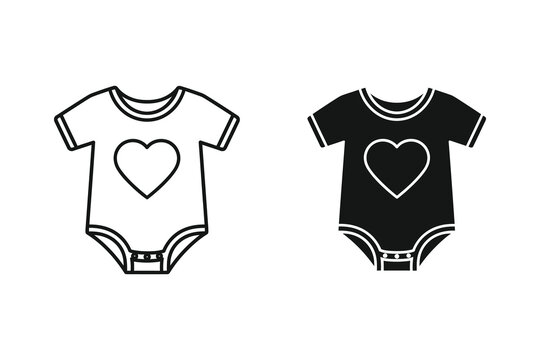 Baby onesie with heart vector illustration, flat design clothing for infants
