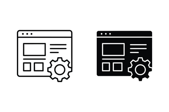 Web page settings vector illustration, line and solid style
