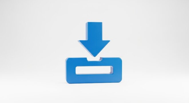 Blue download icon button symbol