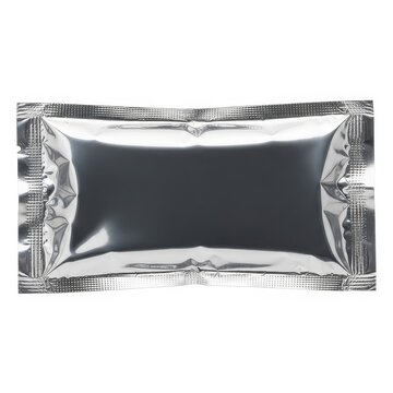 Crumpled silver foil snack wrapper package
