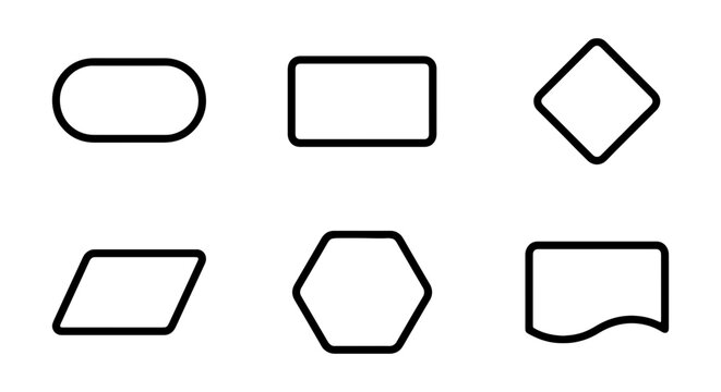 Flowchart Shapes Vector Set, Process Diagram Elements, Simple Geometric Icons, Business Logic Symbols