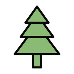 Fototapeta premium Green cartoon pine tree icon simple black outline