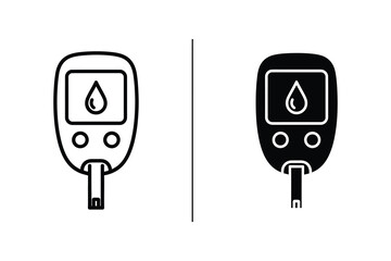 Diabetes glucose meter vector illustration with test strip flat design © ASHRAFUR 