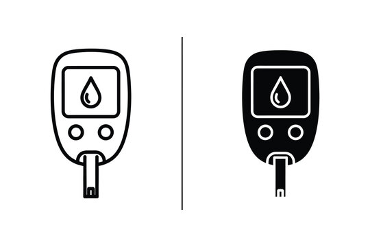Diabetes glucose meter vector illustration with test strip flat design