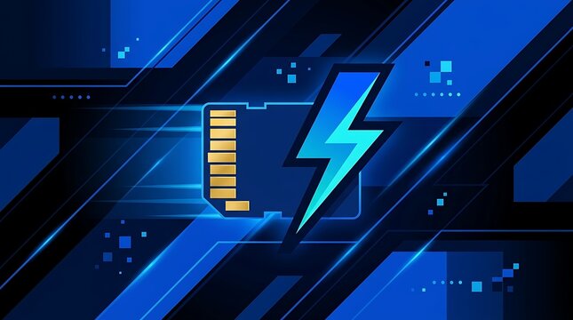 High speed memory card with lightning bolt on tech background