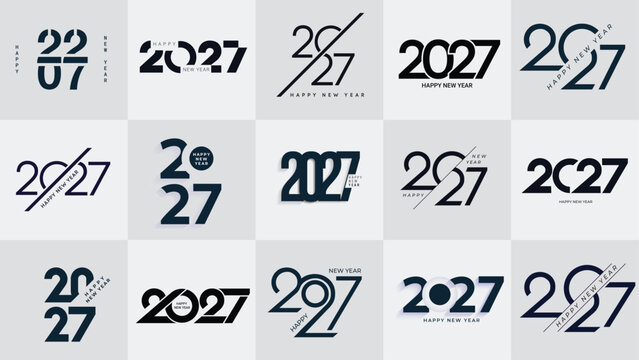 Big Set of 2027 New Year Logo Design. 
