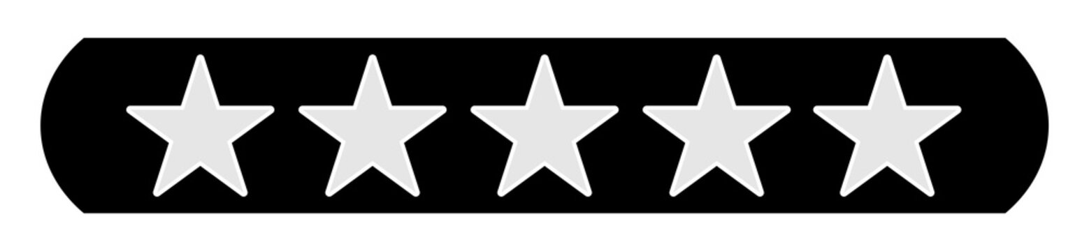Schwarzer Button: Bewertung 0 Sterne - Stern Icons