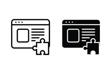 Website window with puzzle piece, flat and line vector illustration © Mijan 