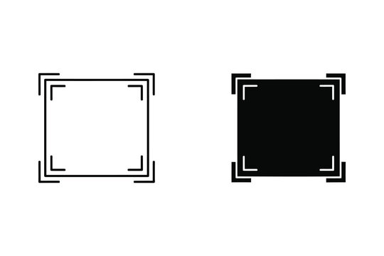 Square frame vector, outline and solid fill, graphic element