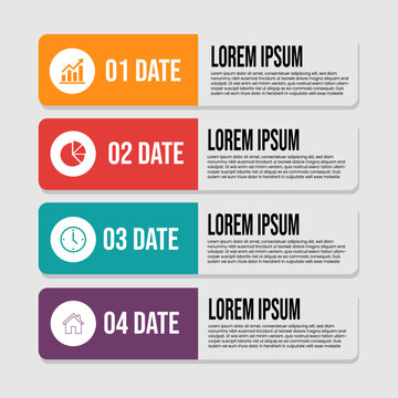 Infographic template with four colorful boxes and icons  business  information  design
